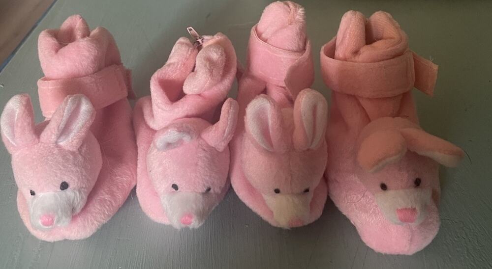 Pink Bunny Rabbit Dog Slipper Shoes, Booties Zipper Closure Used Sz S